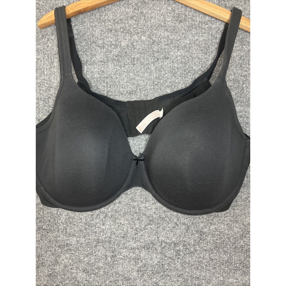 Cacique 46DD Black Lighthly T-shirt Bra Cotton Blend Underwire‎